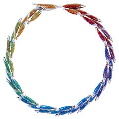 Simon Harrison Electra Rainbow Enamel Fish Necklace