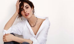 Simon Harrison Ella Fitzgerald Black Glass Cabochon And Crystal Necklace