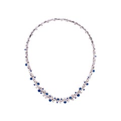 Simon Harrison Ella Fitzgerald Blue Glass Cabochon And Crystal Necklace