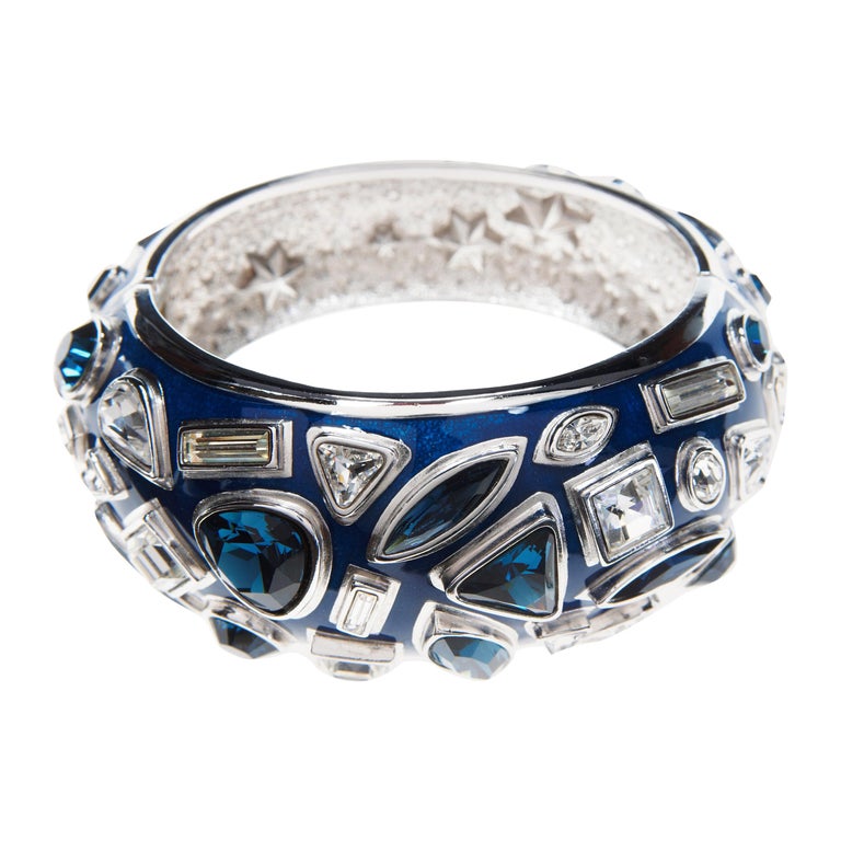 Simon Harrison Galaxy and Stars Enamel and Crystal Bangle For Sale at
