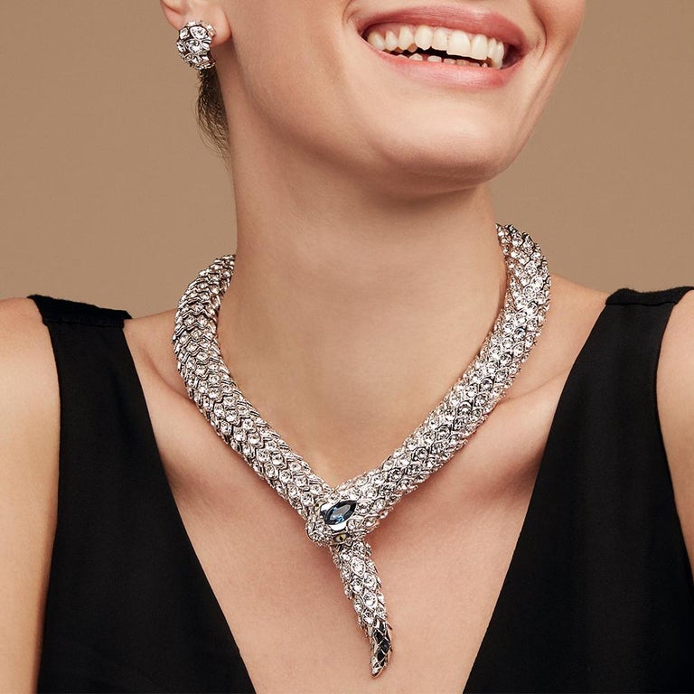 Simon Harrison Green Crystal Snake Necklace For Sale at 1stDibs