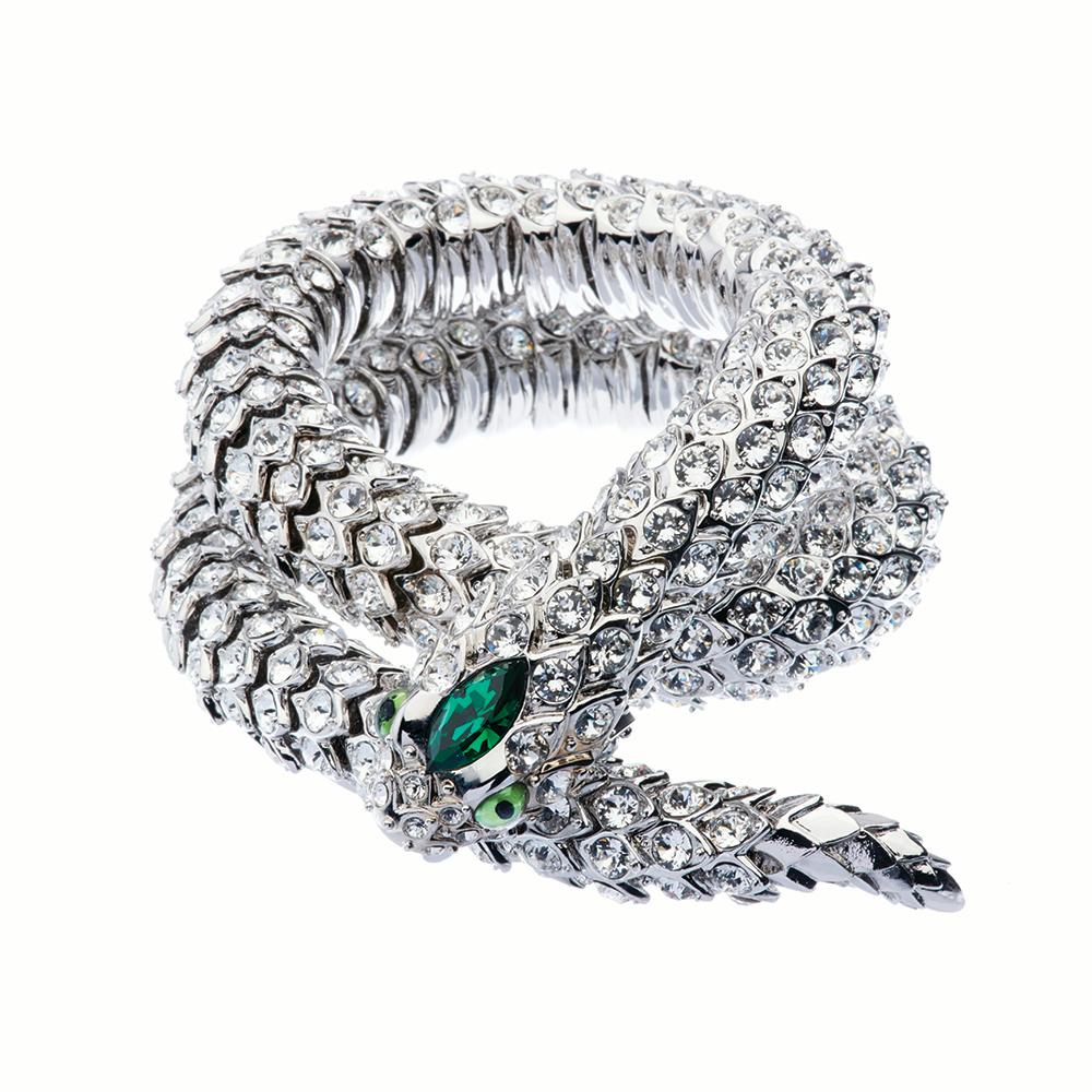 Contemporary Simon Harrison Green Crystal Snake Necklace For Sale
