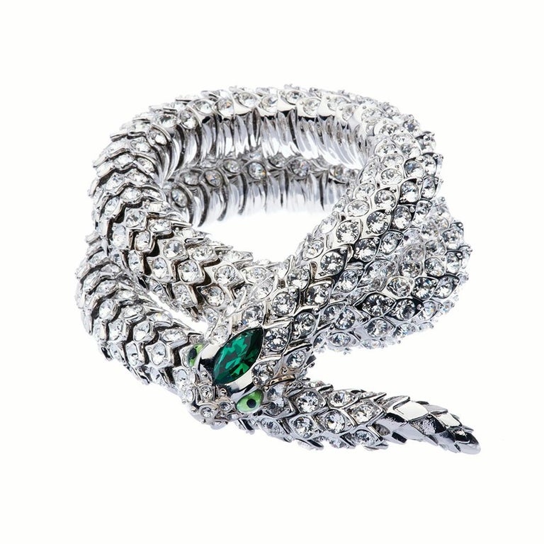 Simon Harrison Green Crystal Snake Necklace For Sale at 1stDibs