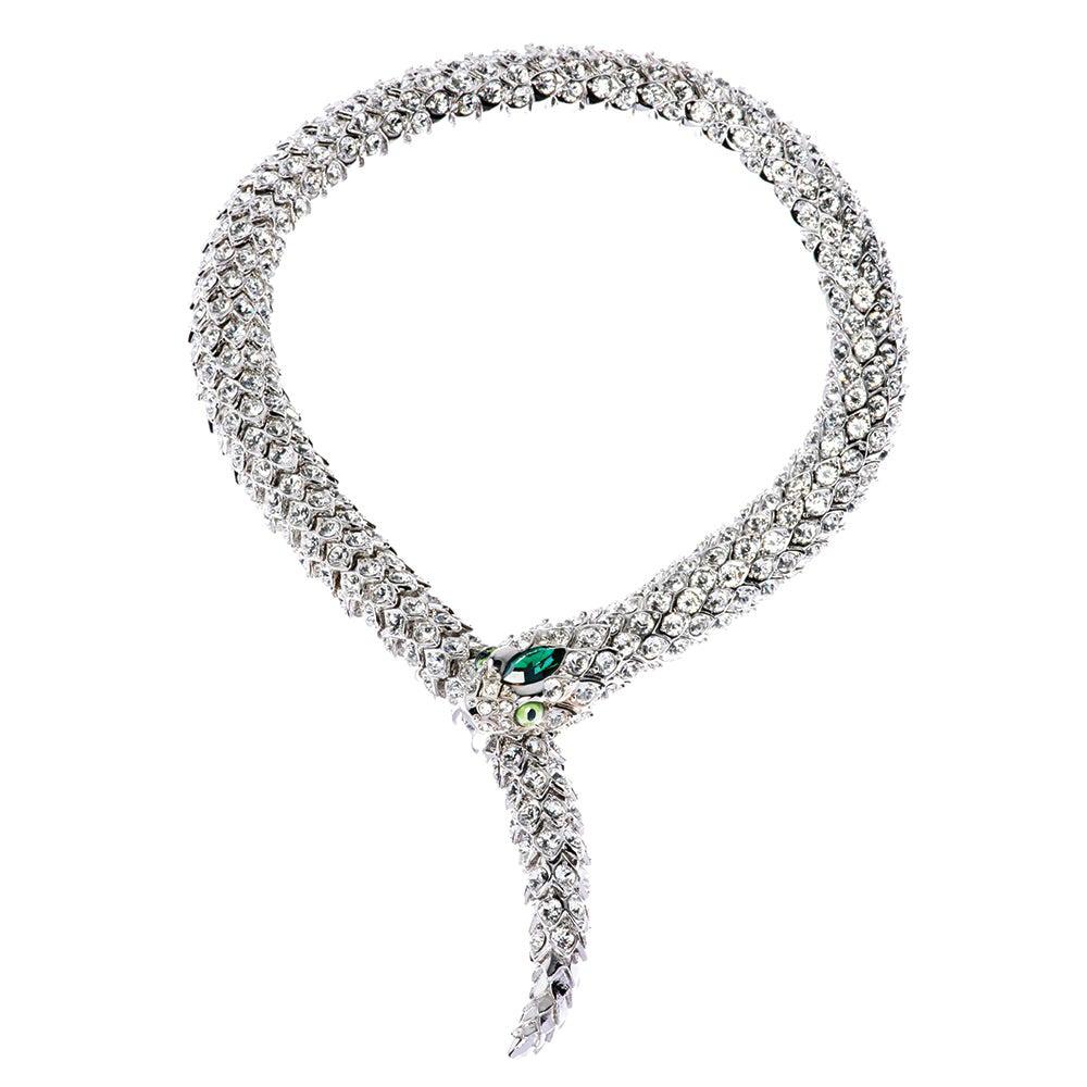 Simon Harrison Green Crystal Snake Necklace For Sale