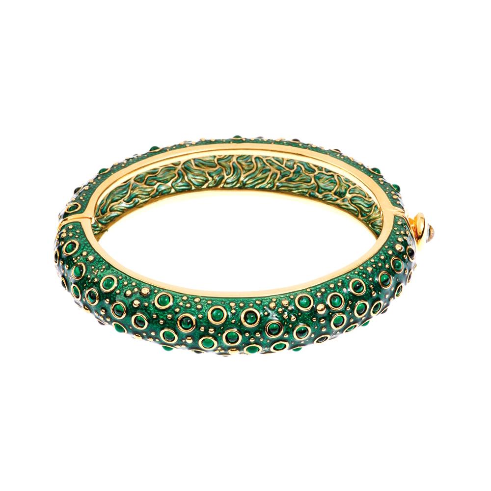 Simon Harrison Green Enamel Frog Prince Narrow Bangle For Sale