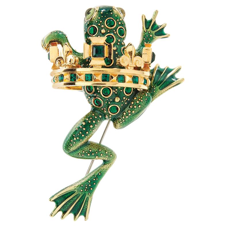 Simon Harrison Green Frog Prince Brooch For Sale