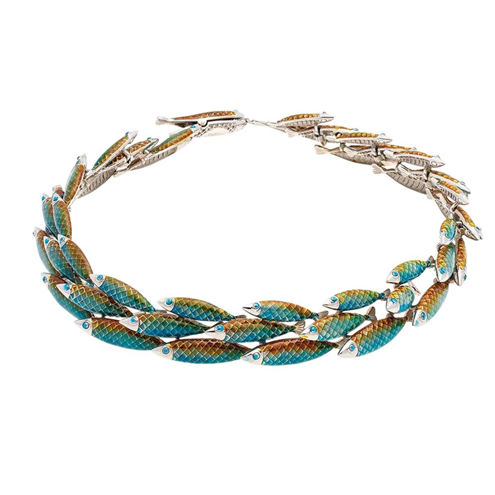 Simon Harrison Green Ombre Electra Fish Necklace For Sale