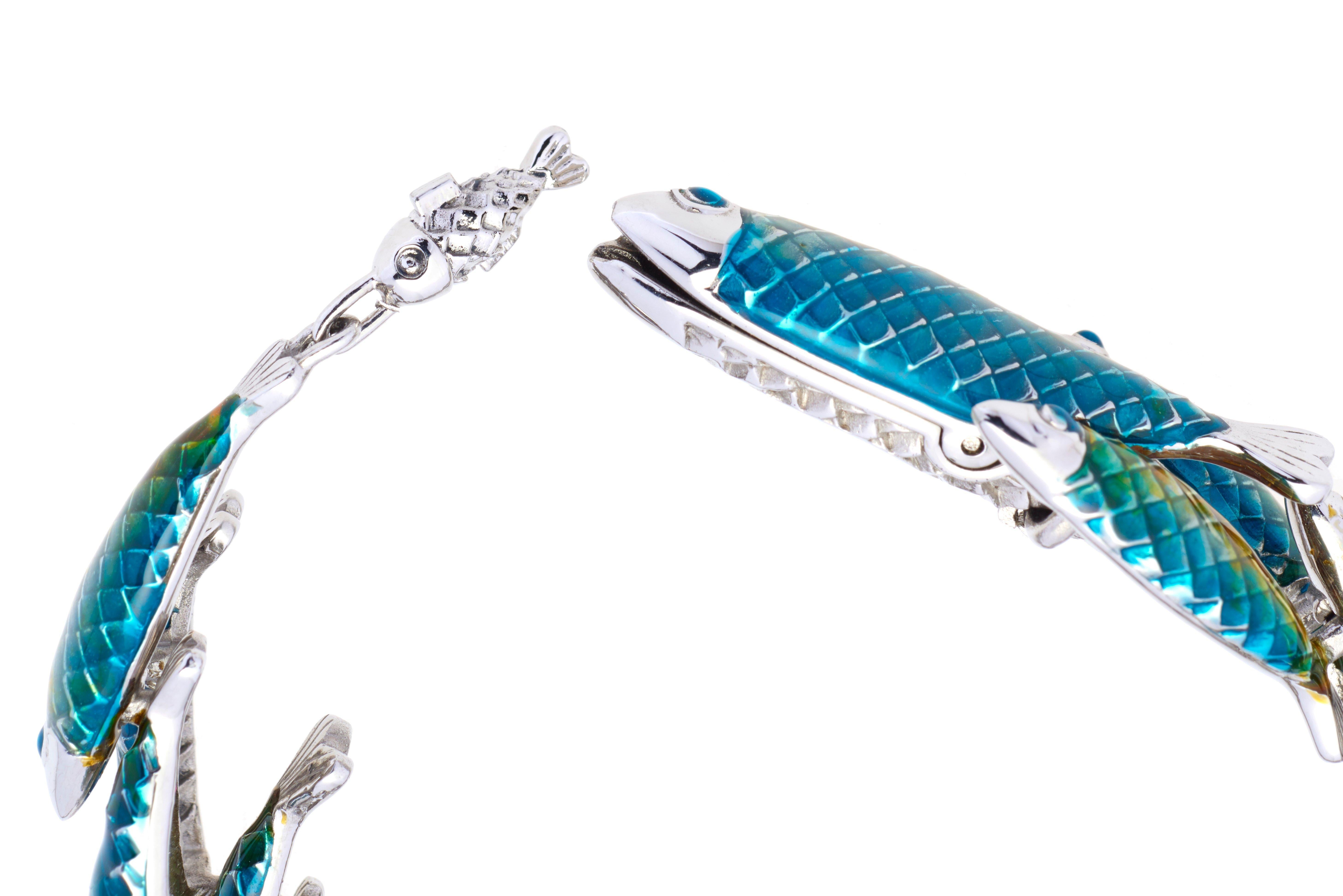 Simon Harrison Green Ombre Enamel Small Electra Fish Bracelet For Sale 1