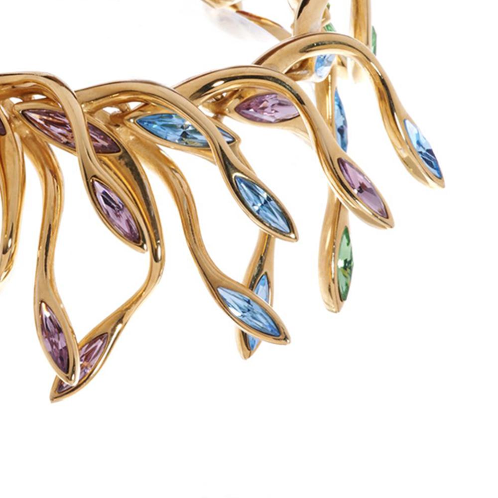 Contemporary Simon Harrison Hera Peacock Plume Crystal Bracelet For Sale