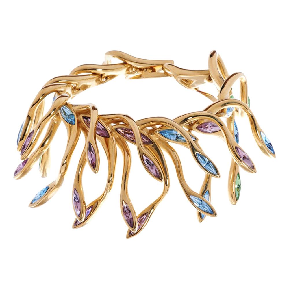 Simon Harrison Hera Peacock Plume Crystal Bracelet For Sale