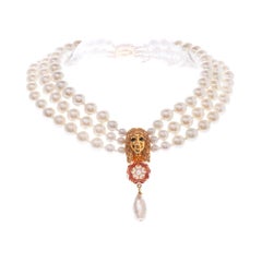 Simon Harrison Juliet Tudor Rose Three Row Pearl Necklace