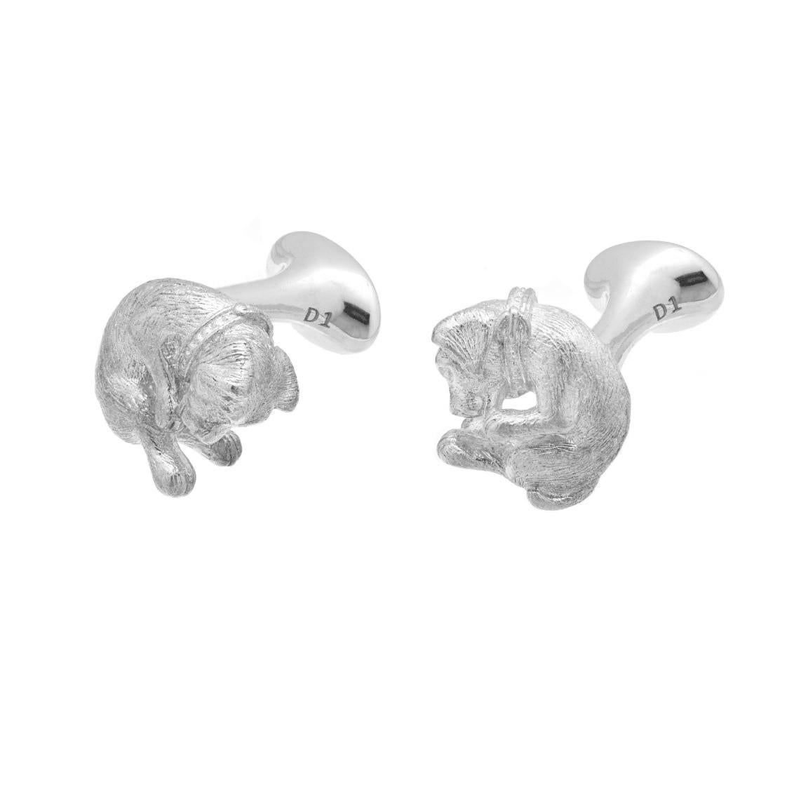 Men's Simon Harrison Chinese Zodiac Dog Sterling Silver Cufflink For Sale