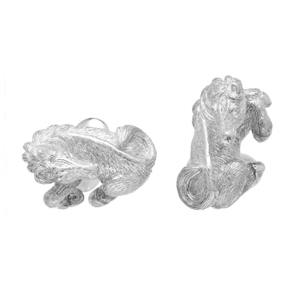 Simon Harrison Chinese Zodiac Sterling Silver Horse Cufflink For Sale