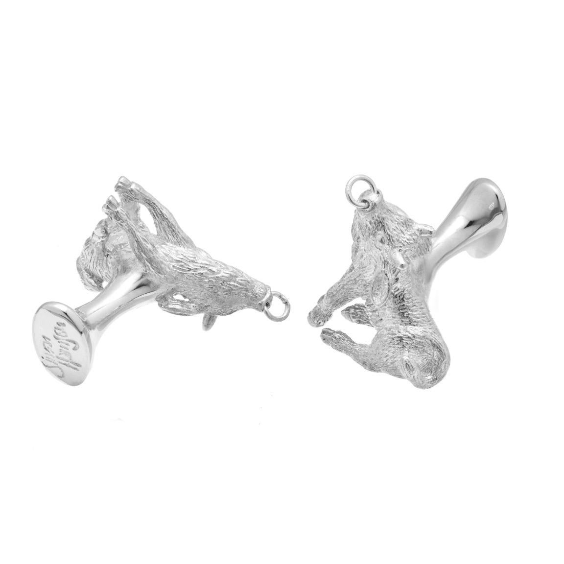 Simon Harrison Chinese Zodiac Sterling Silver Ox Cufflink In New Condition For Sale In London, GB
