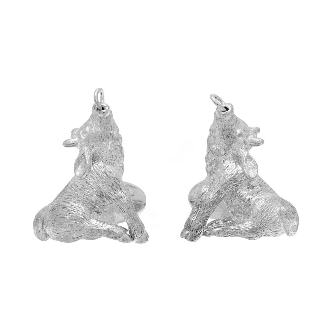 Simon Harrison Chinese Zodiac Sterling Silver Ox Cufflink For Sale