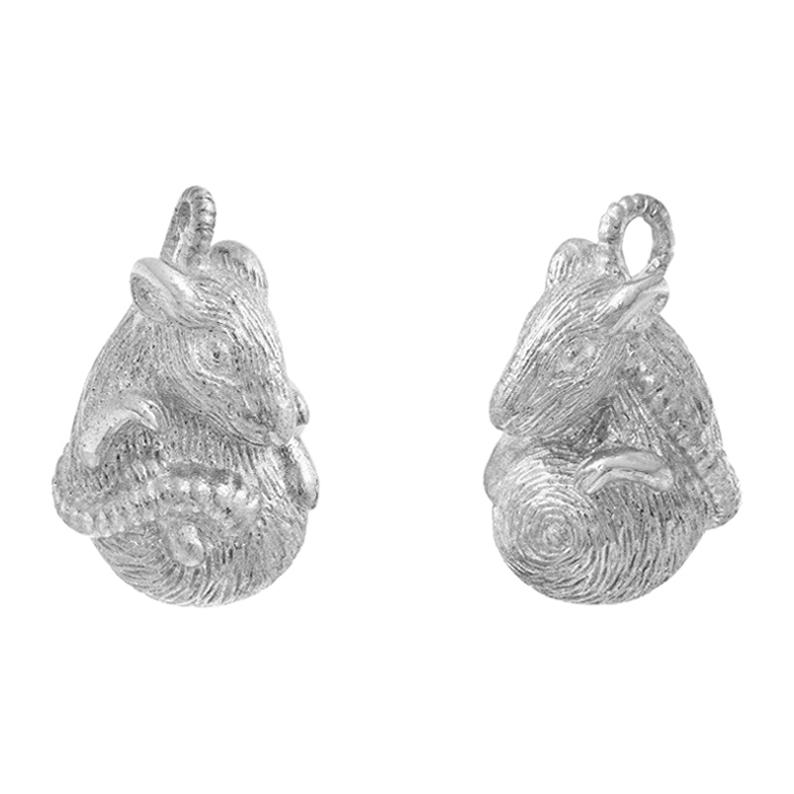 Simon Harrison Chinese Zodiac Sterling Silver Rat Cufflink For Sale