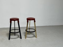 Simon Hasan Leather Top Bar Stools