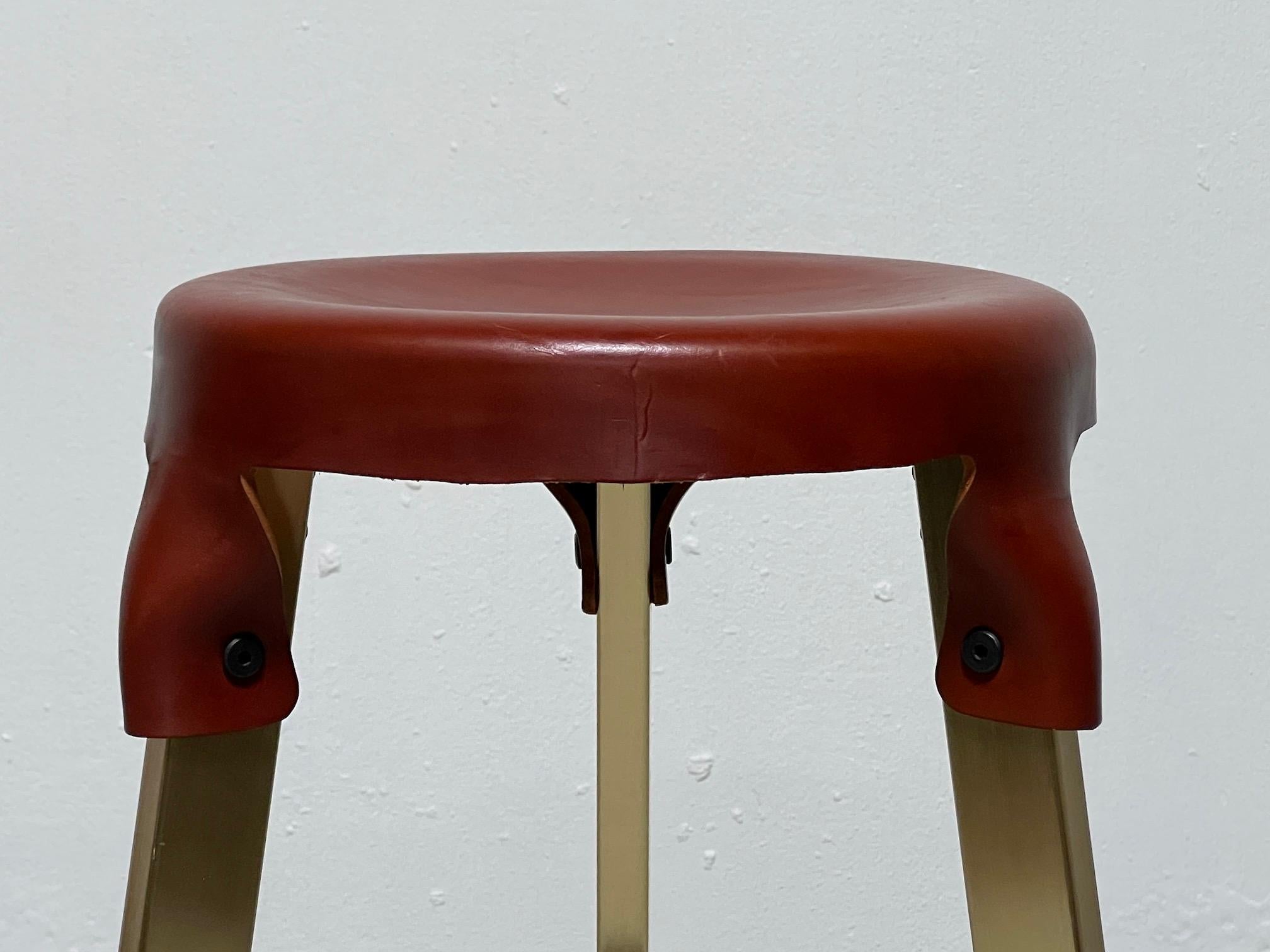 Contemporary Simon Hasan Leather Top Bar Stools For Sale