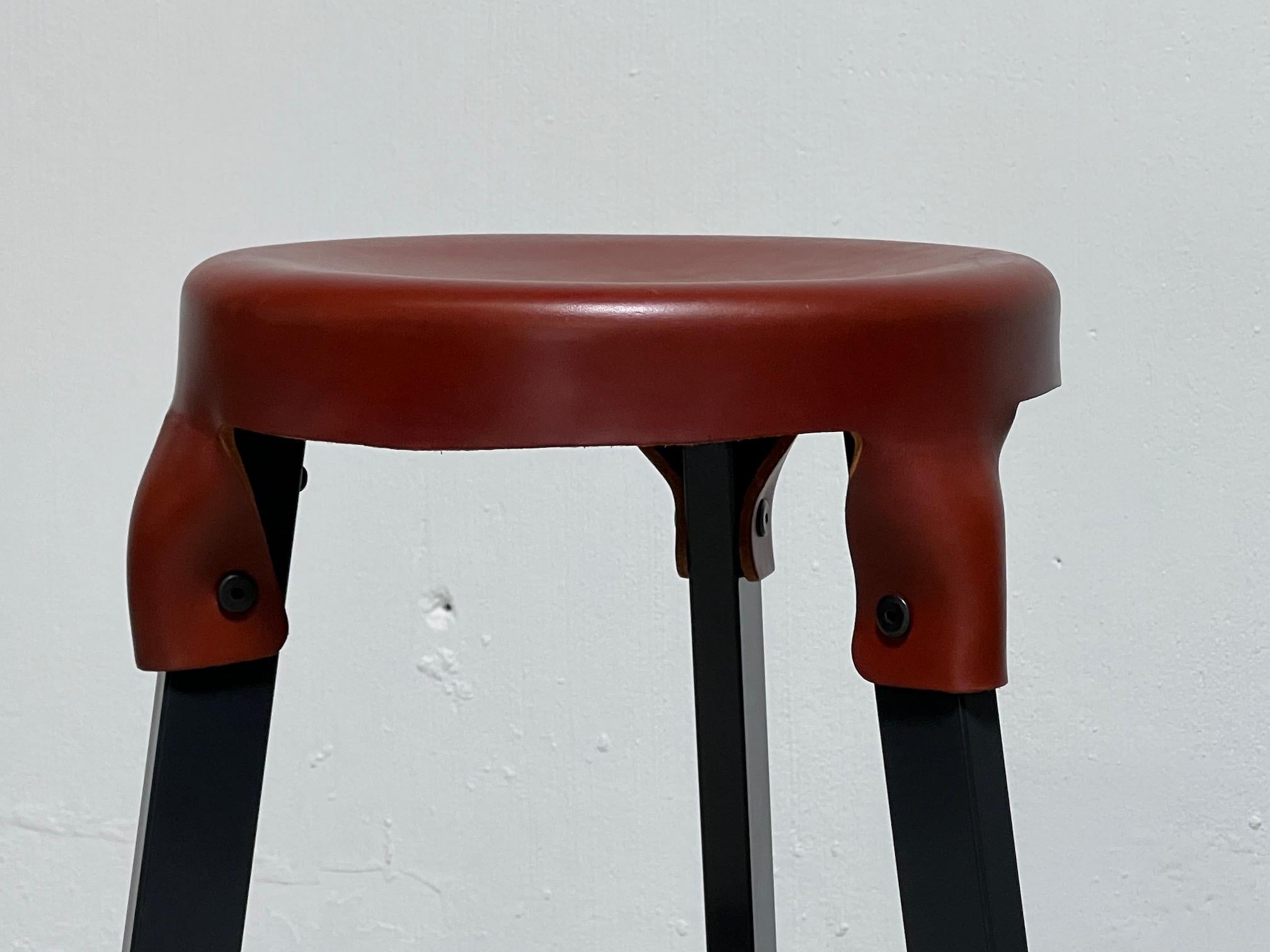 Simon Hasan Leather Top Bar Stools For Sale 1