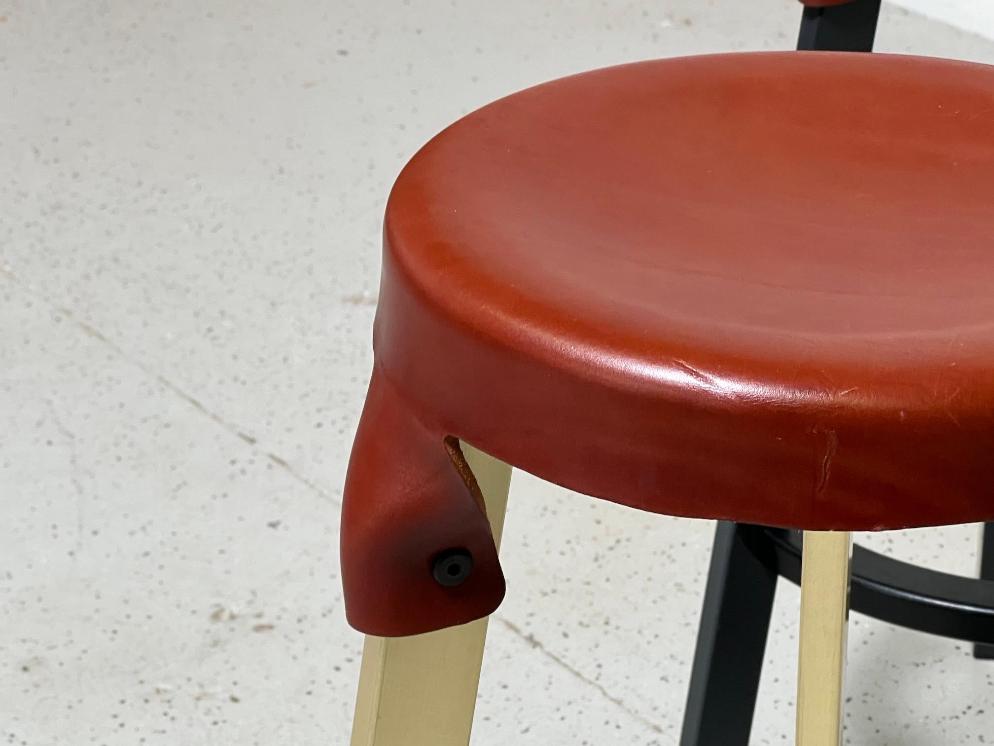 Simon Hasan Leather Top Bar Stools For Sale 4