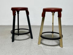 Simon Hasan Leather Top Counter Stools