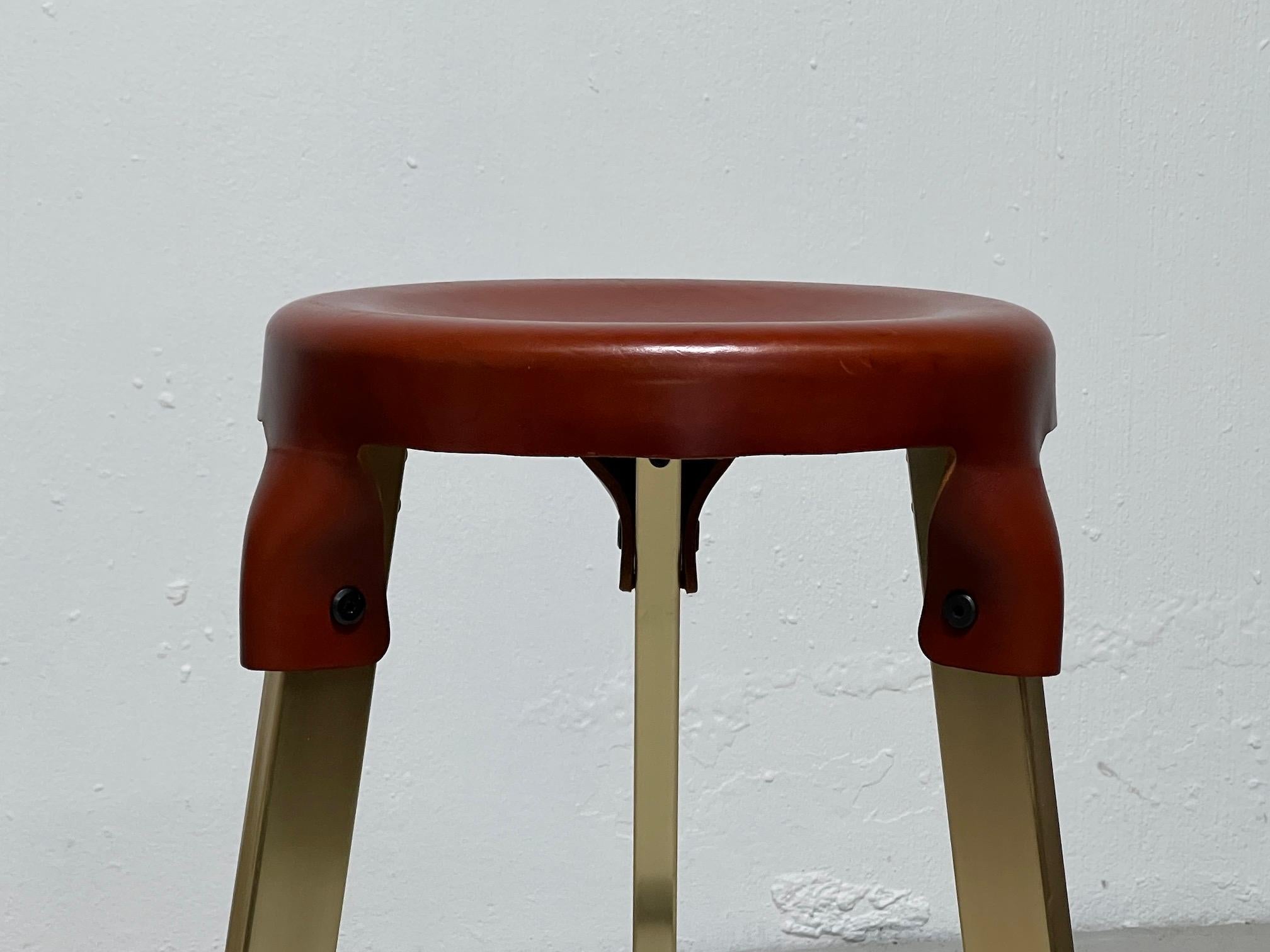 Simon Hasan Leather Top Counter Stools In Good Condition For Sale In Dallas, TX