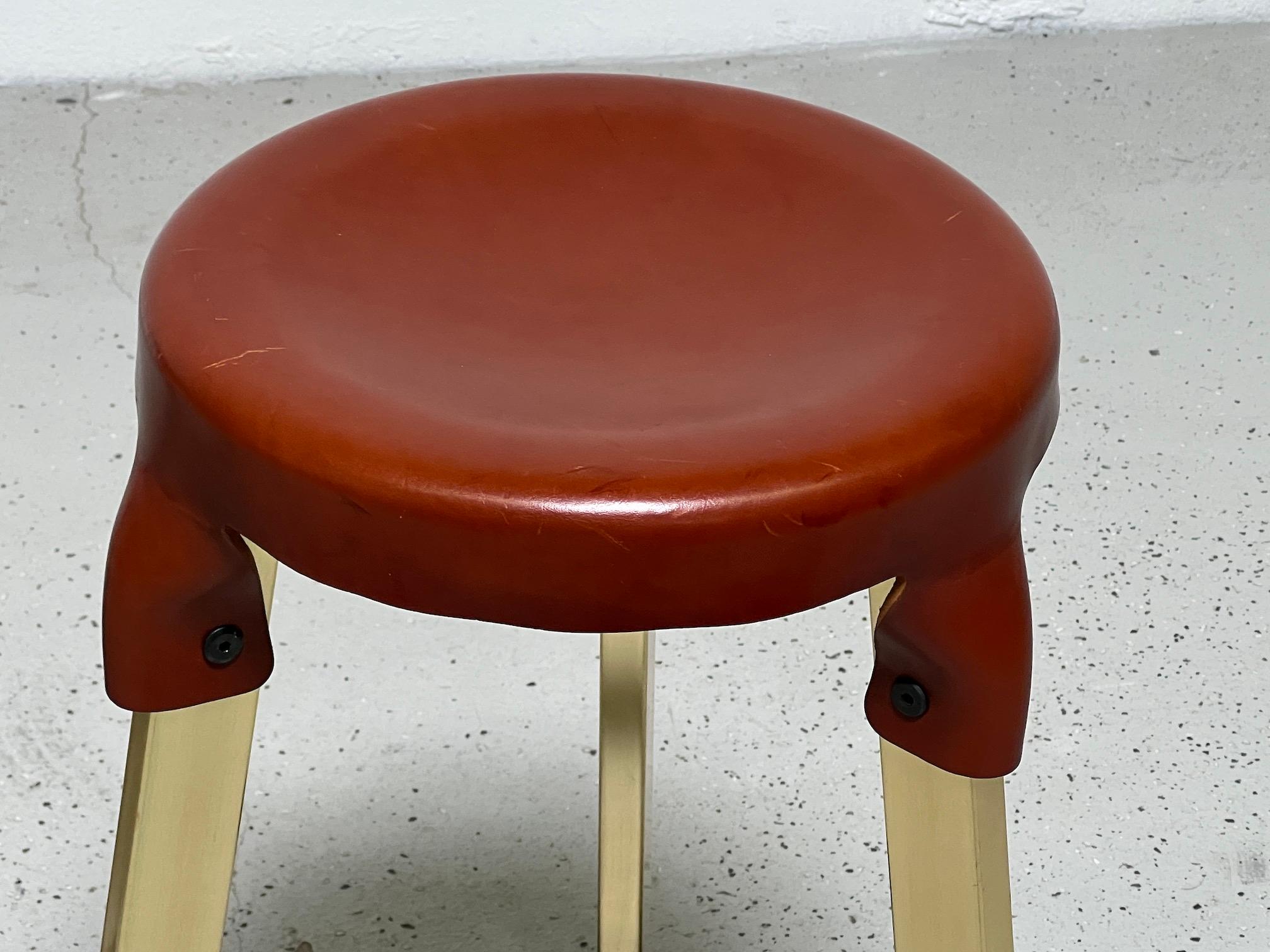 Contemporary Simon Hasan Leather Top Counter Stools For Sale