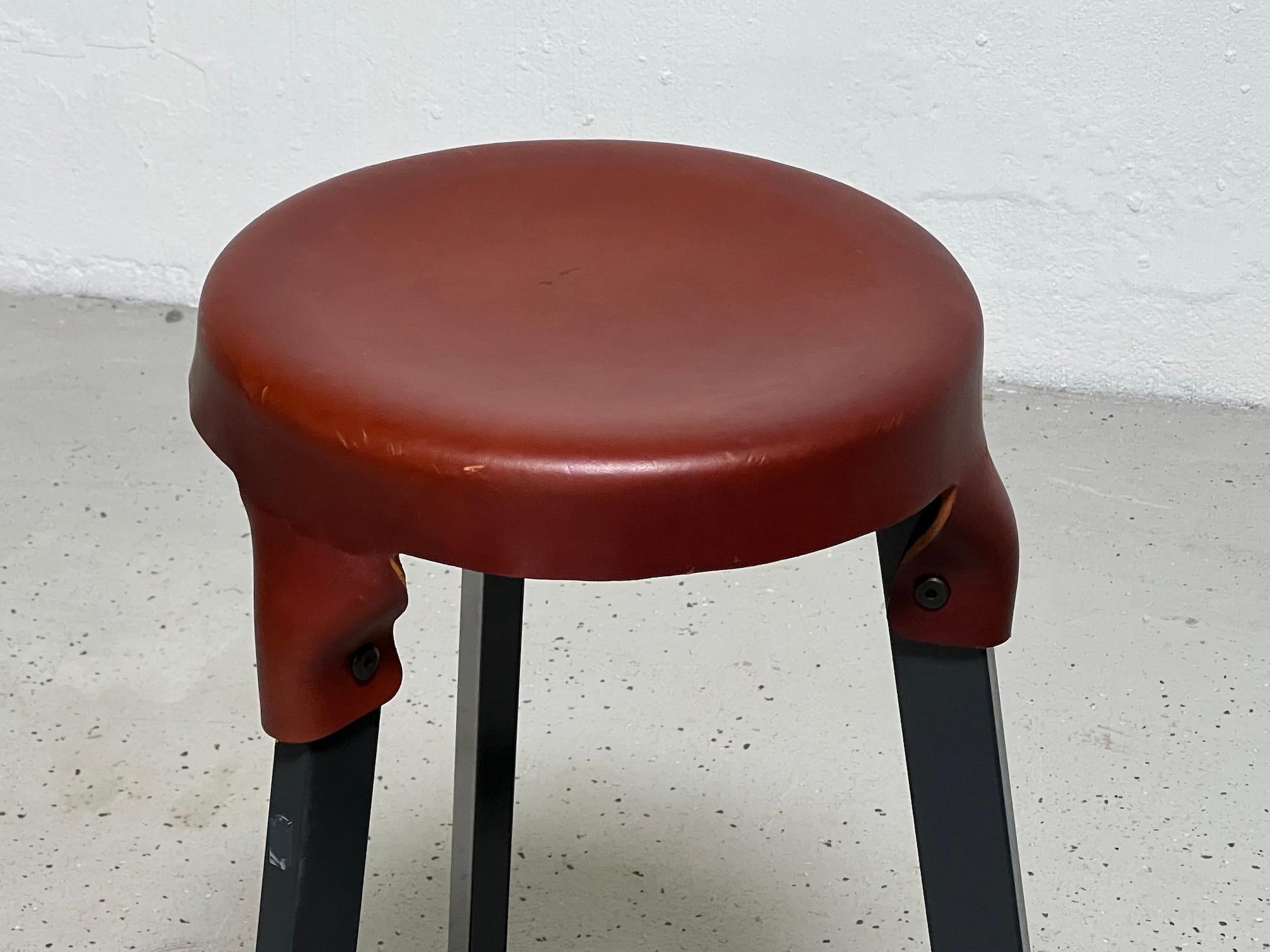 Simon Hasan Leather Top Counter Stools For Sale 1