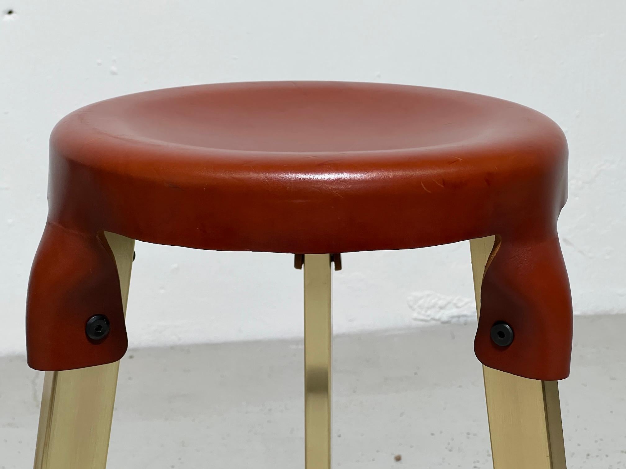 Simon Hasan Leather Top Counter Stools For Sale 4