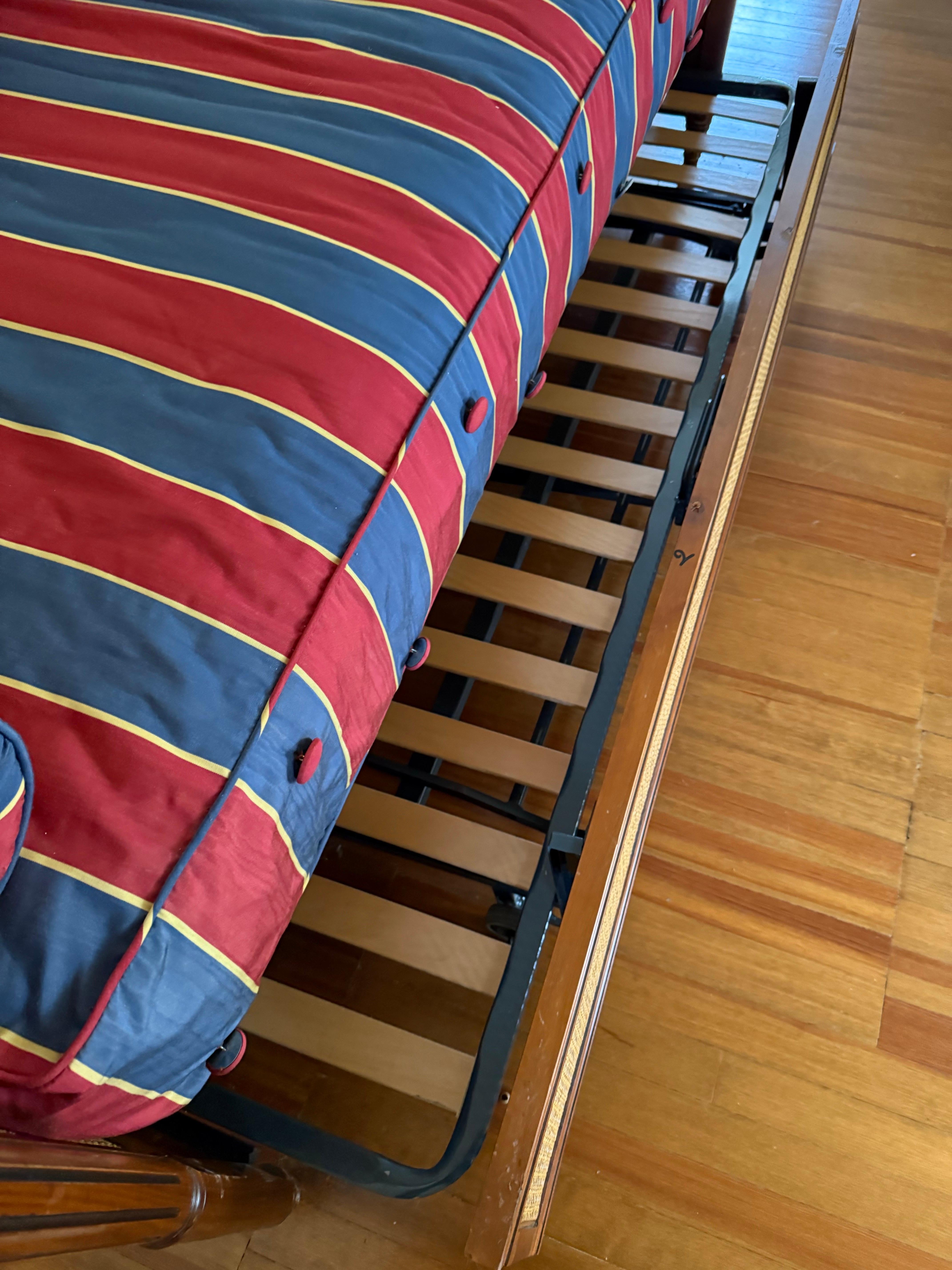English Simon Horn Louis XVI Style Caned Daybed Trundle Bed with Acorn Finials