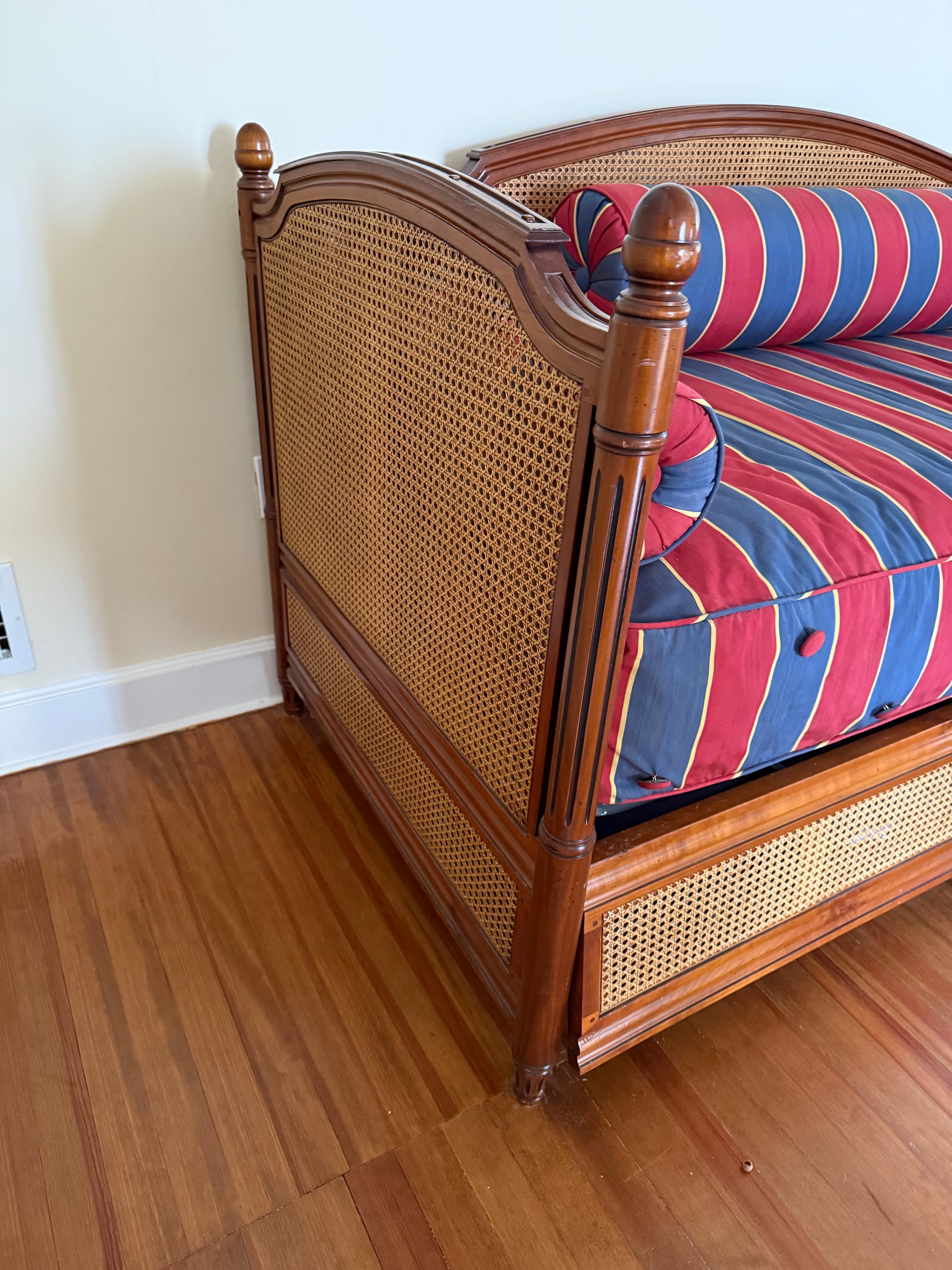 Simon Horn Louis XVI Style Caned Daybed Trundle Bed with Acorn Finials 3