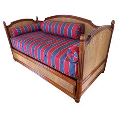 Simon Horn Louis XVI Style Caned Daybed Trundle Bed with Acorn Finials