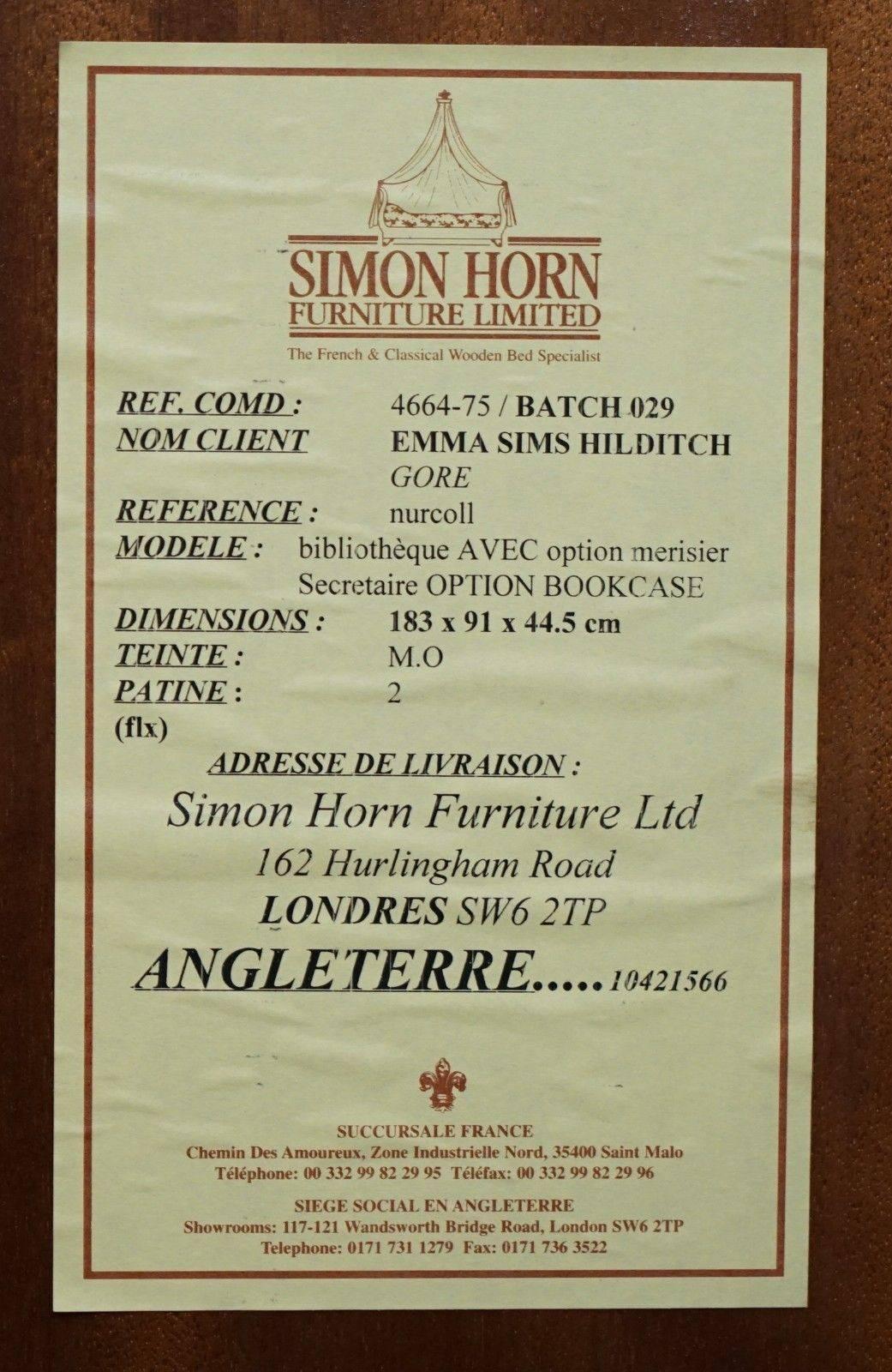 Simon Horn of Chelsea Bibliothèque en bois de cerisier Cabinet de boissons Etagère Secrétaire 1