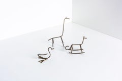 Ensemble de sculptures d'animaux minimalistes en laiton de Simon Kops
