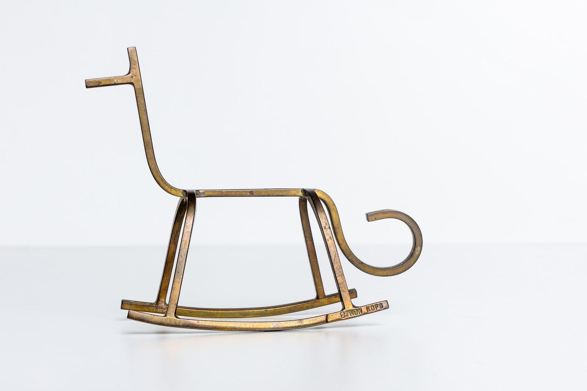Simon Kops set of Brass Minimalist Animal Sculptures For Sale 2