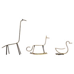 Ensemble de sculptures d'animaux minimalistes en laiton de Simon Kops