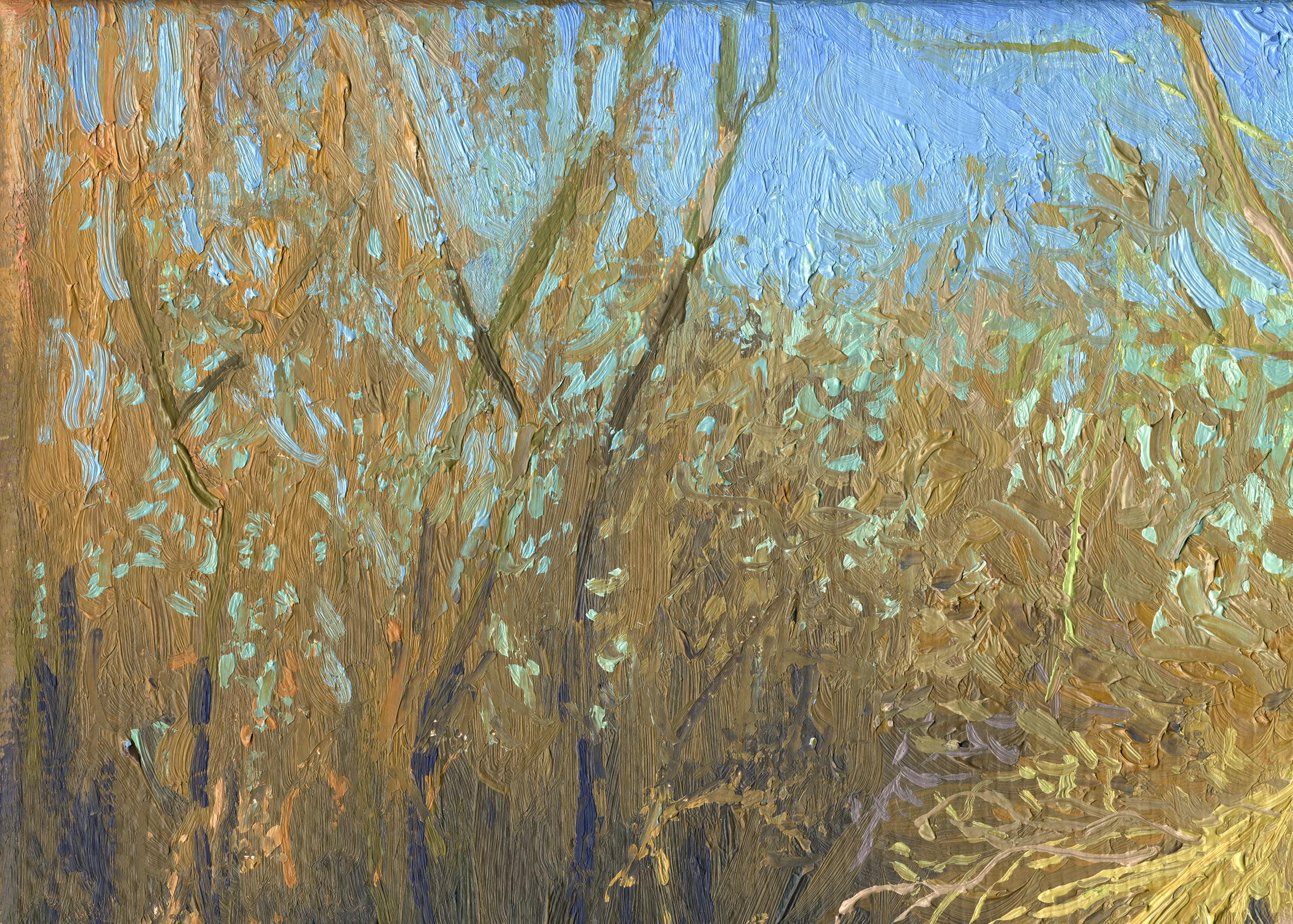 A broken tree near the Likhoborka River - Painting by Simon Kozhin