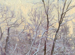 Una serata gelida sul fiume Chertanovka, dipinto, 2026, 31 х 41,9 см