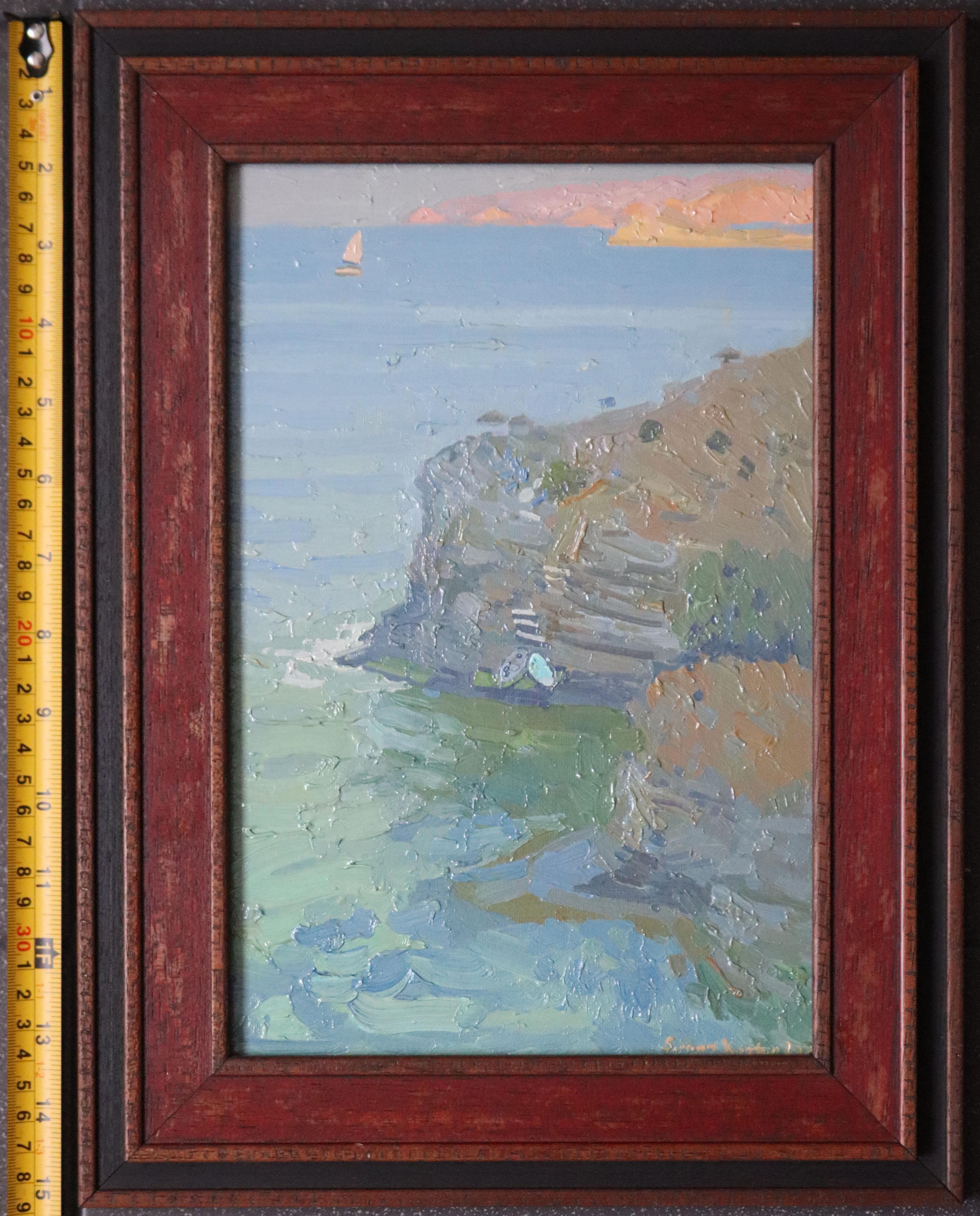 Una vela bianca e solitaria brilla. Bali. Creta. Grecia in vendita 5