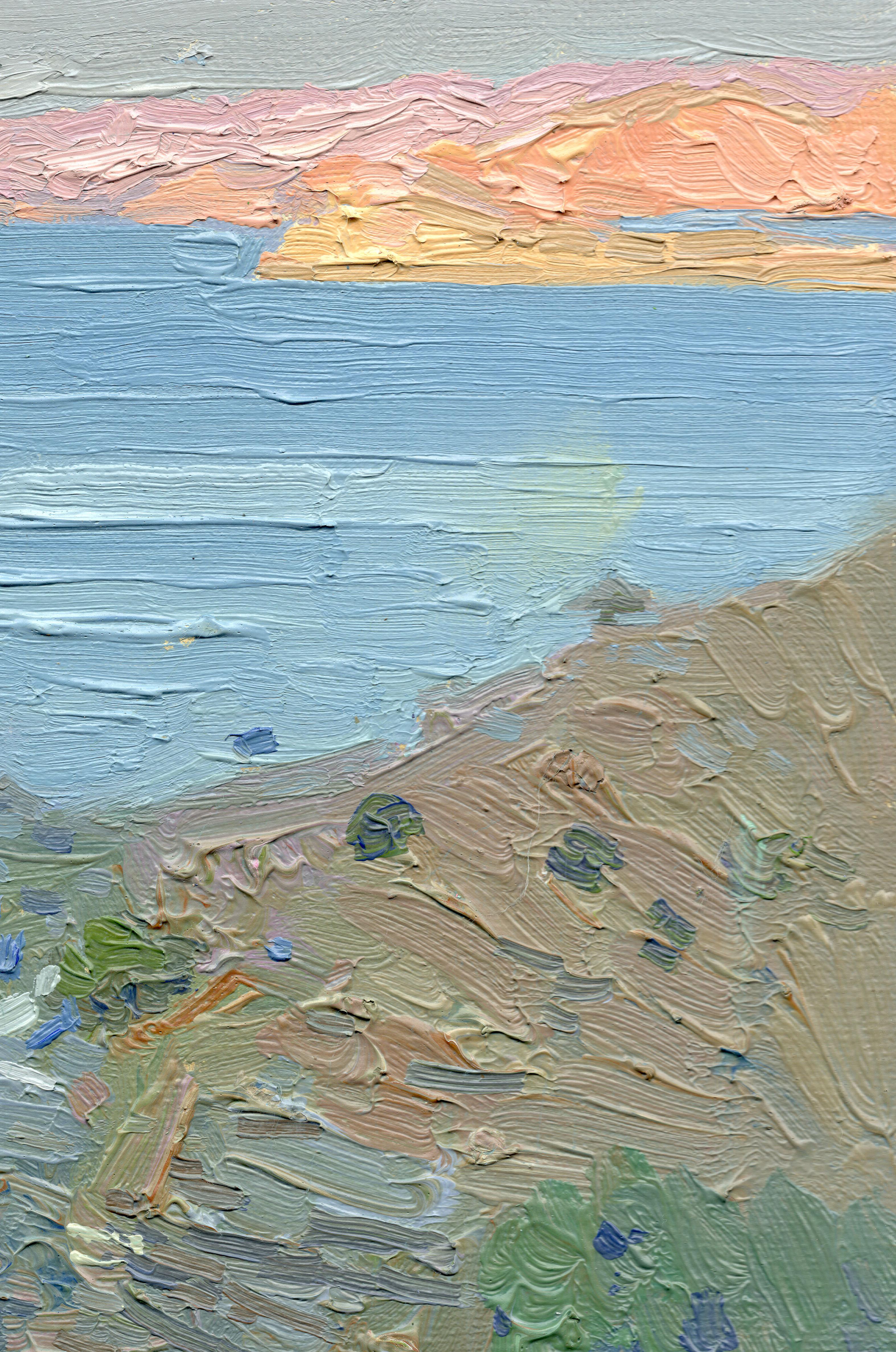 Una vela bianca e solitaria brilla. Bali. Creta. Grecia - Painting Impressionismo di Simon Kozhin