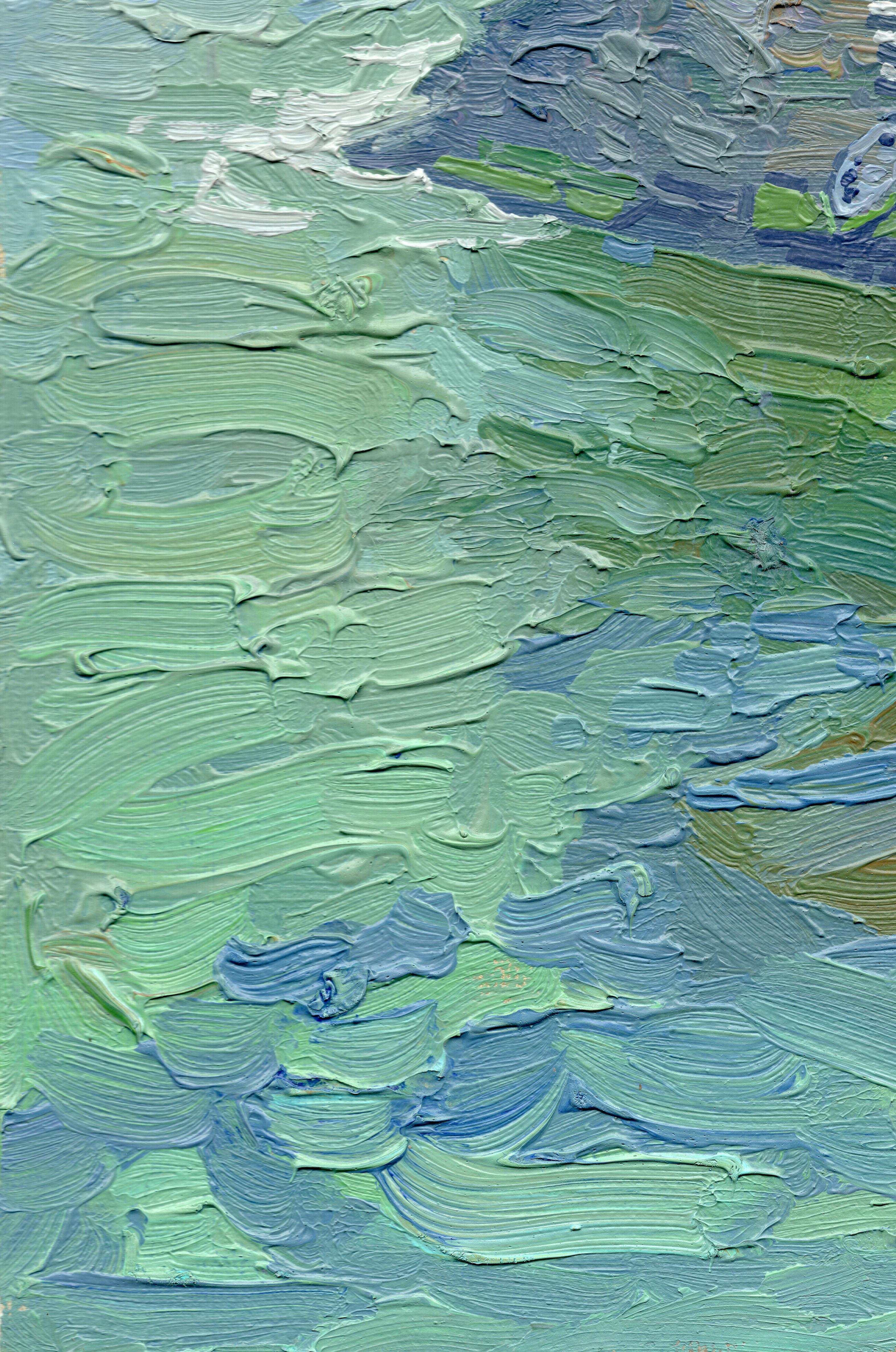 Una vela bianca e solitaria brilla. Bali. Creta. Grecia - Landscape Painting Grigio di Simon Kozhin