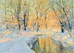 A sunny day on the Chertanovka River, Impressionist, Painting, Oil on canvas