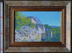 village de montagne aandoné de Sutomore, peinture à l'huile originale de Simon Kozhin