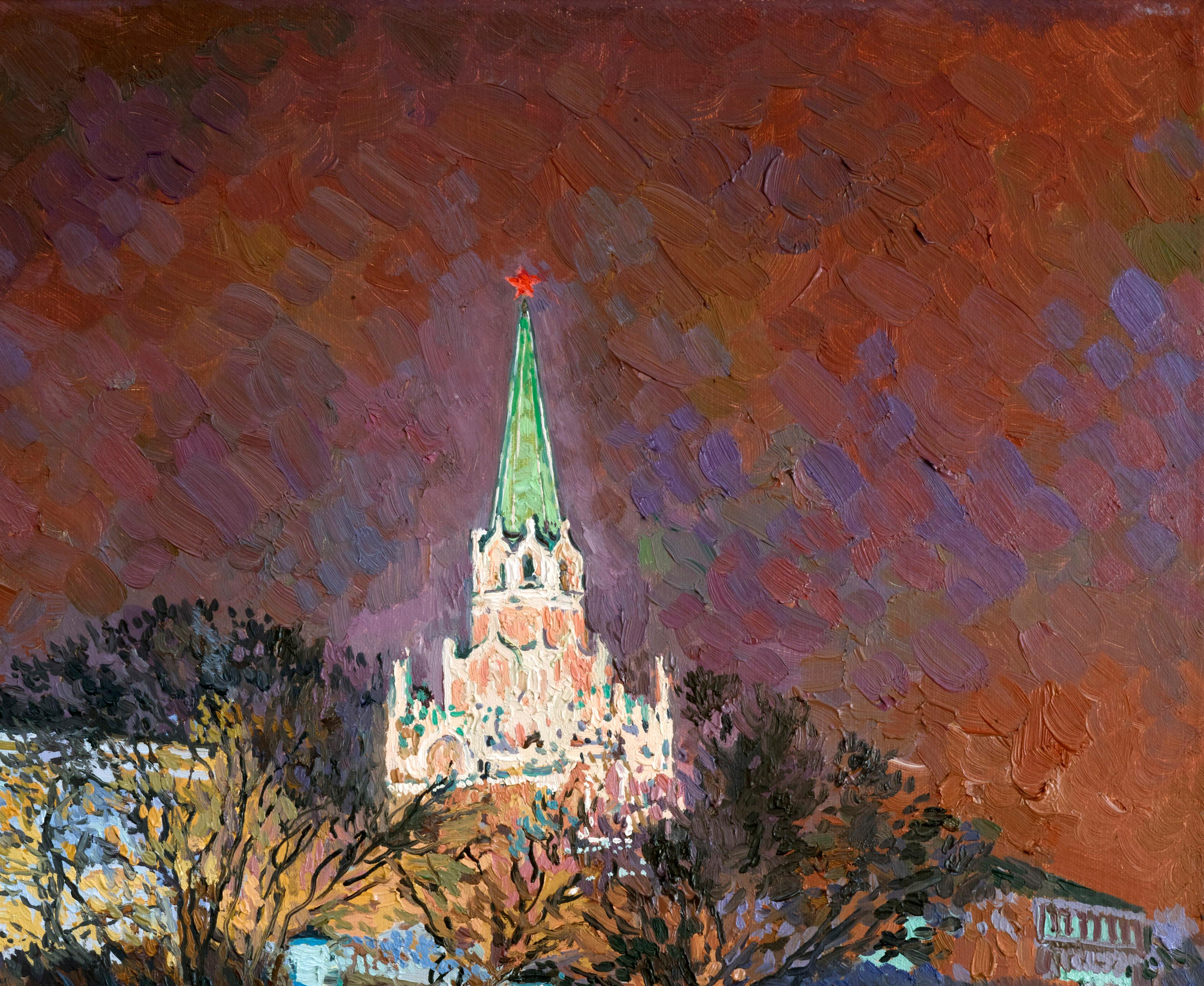 Alexander Garden - Black Landscape Painting by Simon Kozhin