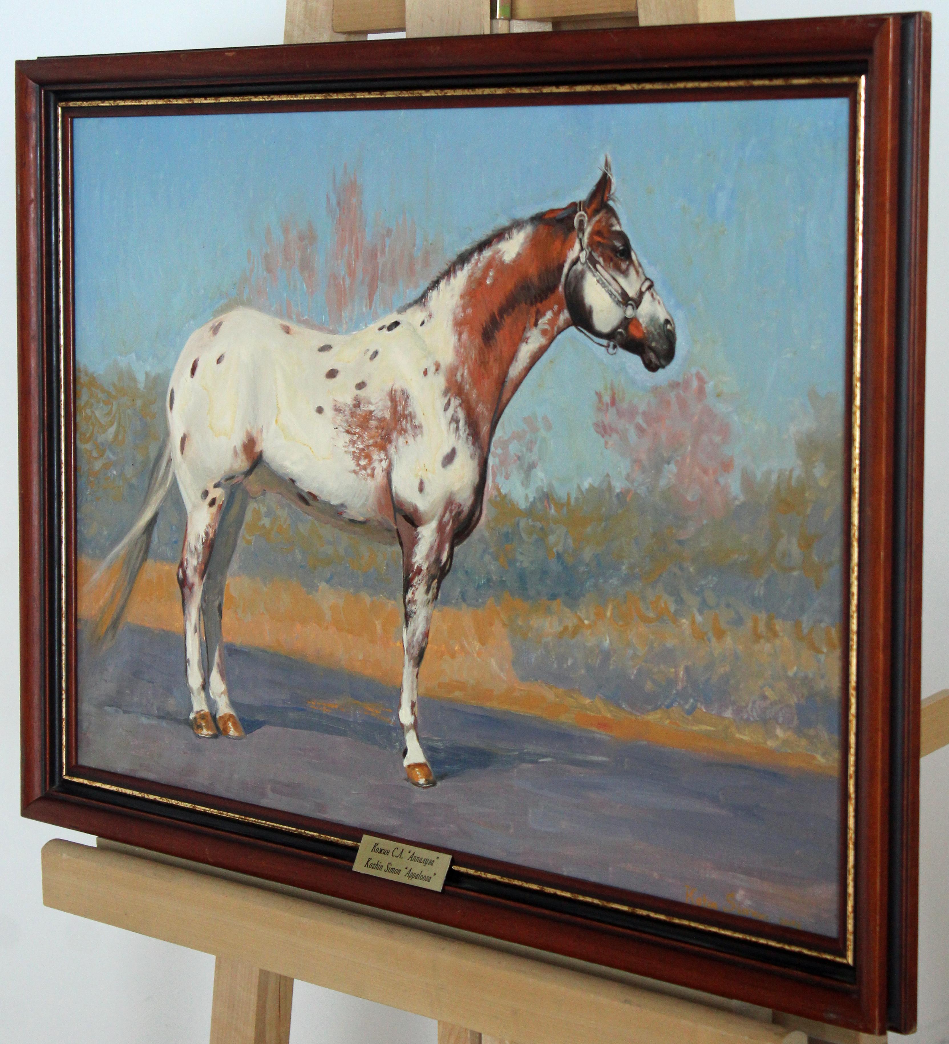 Appaloosa Horse Oil Painting Figurative Artwork by Russian painter 40x60 For Sale 1