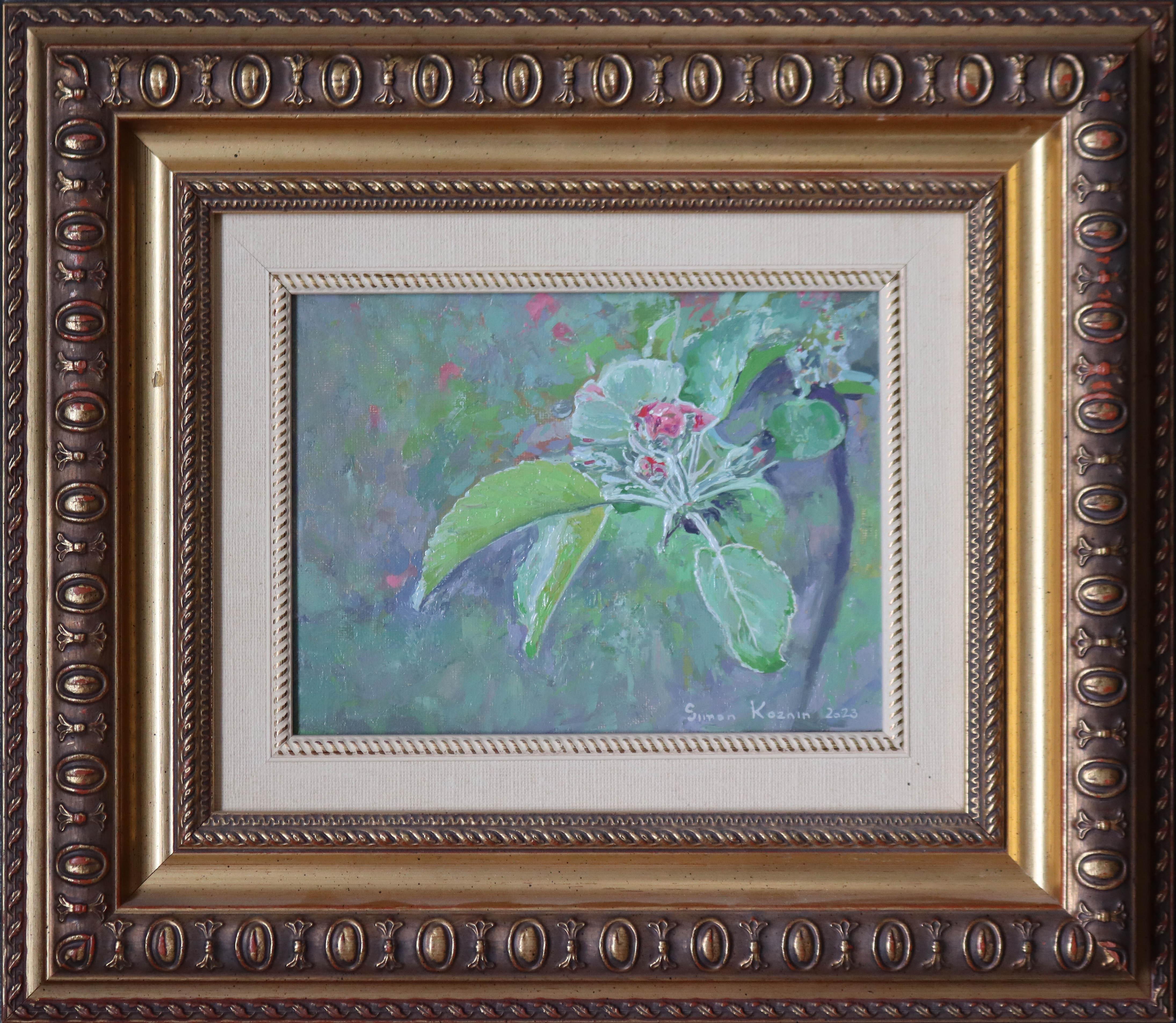 Apple tree buds in bloom - Painting by Simon Kozhin