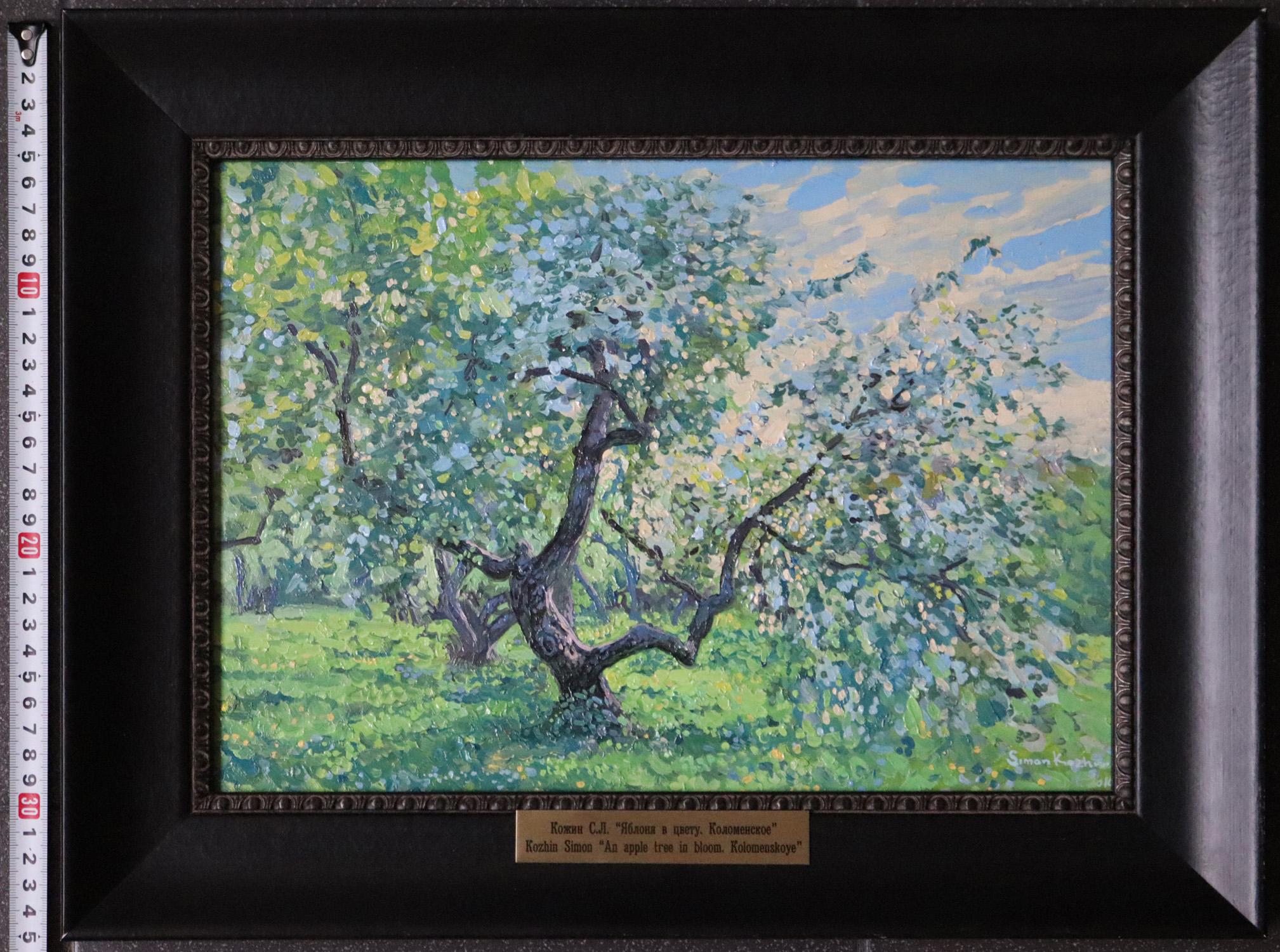 Apple tree in bloom. Kolomenskoye - Realist Painting by Simon Kozhin