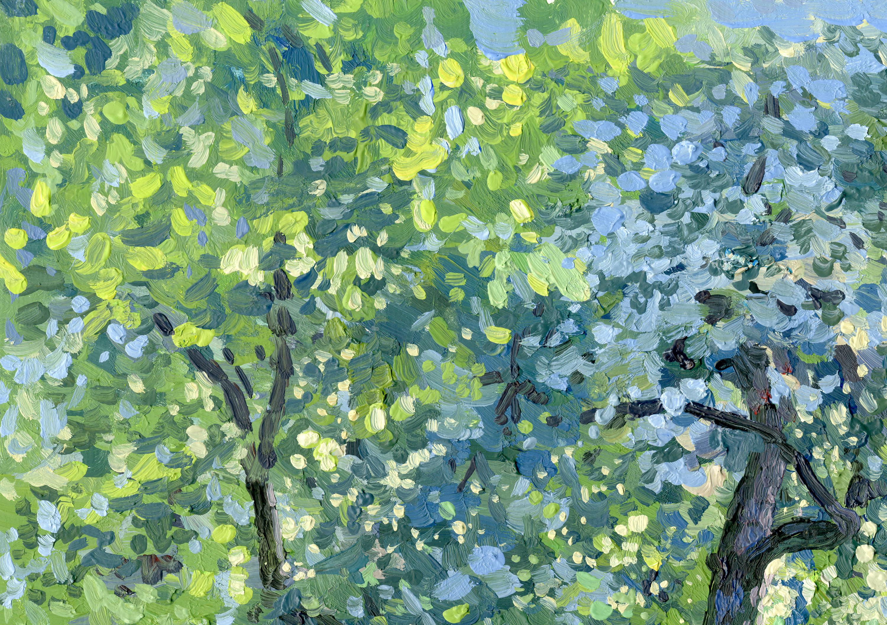 Manzano en flor. Kolomenskoye Pintura al óleo Impresionista de Simon Kozhin en venta 13