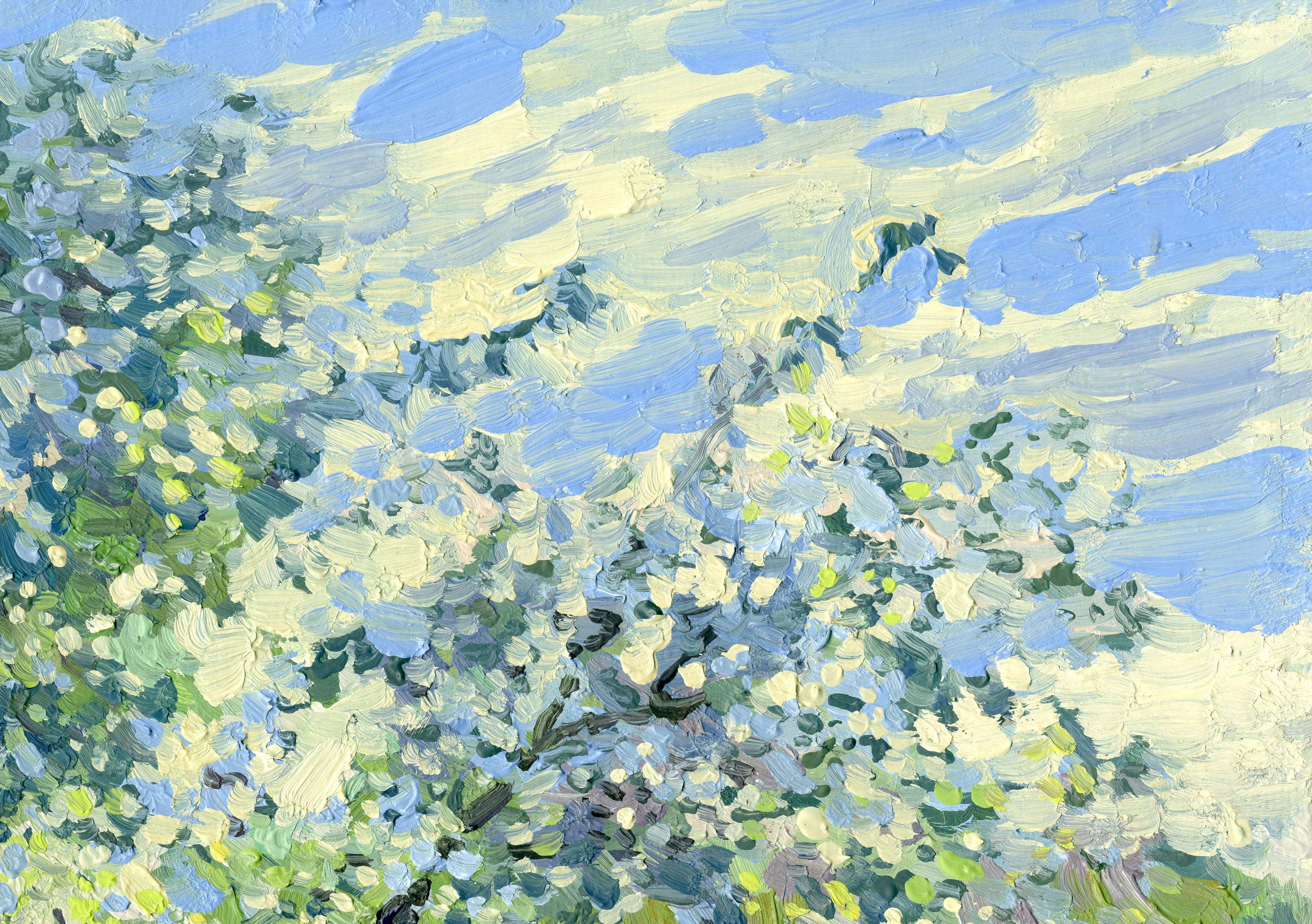 Manzano en flor. Kolomenskoye Pintura al óleo Impresionista de Simon Kozhin en venta 14