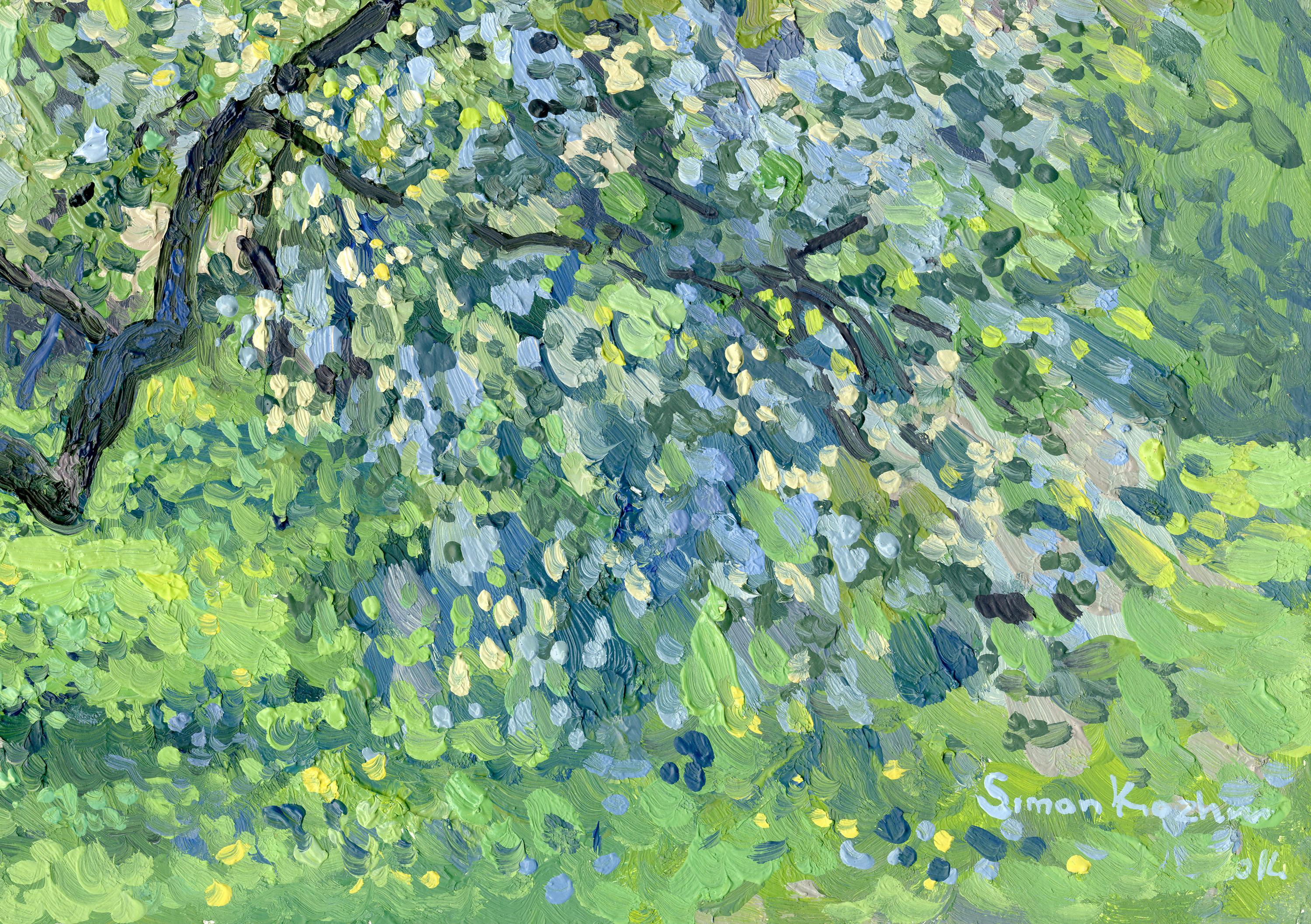 Manzano en flor. Kolomenskoye Pintura al óleo Impresionista de Simon Kozhin en venta 16